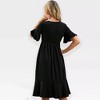 Womens Dress Ruffled Sleeve High Waist A Line Dress Round Neck Fit and Flare Dress Flowy Dress with Flounce Hem,Black - M - 2 of 4
