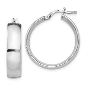 Black Bow Jewelry 6mm Polished Round Hoop Earrings in Sterling Silver, 24mm (15/16 in) - 1 of 4
