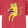 Derpy Kitty Yellow and White Cat Eating Cereal Men's Red Heather Graphic Tee - 2 of 3