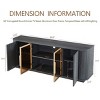 64-Inch TV Cabinet with Wavy Front Panels, TV Stands with Curved Sides and LED Lights, Tempered Glass Doors with Aluminum Frame-Coolbibila - 4 of 4