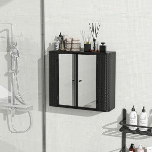 GDFStudio Faye Modern 27.55'' Wall-Mounted Bathroom Cabinet with 2 Mirrored Doors - 1 of 4