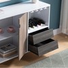 Vynxaria Wooden Display Rack, Cabinet with Drawer, Holds 6 Wine Glass, White & Dark Taupe & Distressed Grey - 2 of 4