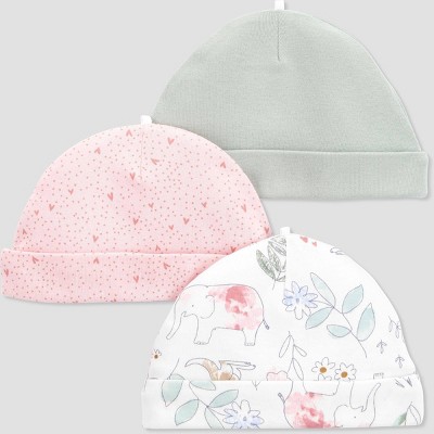 Baby Girls' 3pk Caps - Just One You® made by carter's Pink/Gray