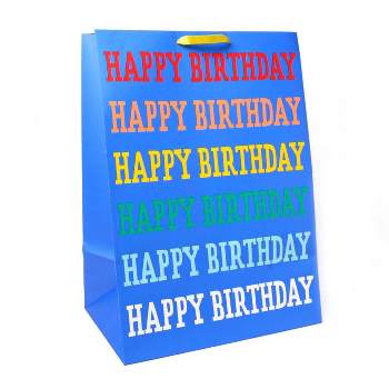 'Happy Birthday' Rainbow Verbiage on Colossal Gift Bag Blue - Spritz™