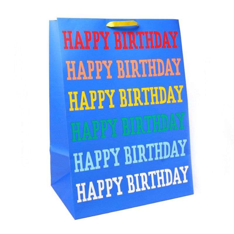 &#39;Happy Birthday&#39; Rainbow Verbiage on Colossal Gift Bag Blue - Spritz&#8482;, 1 of 5