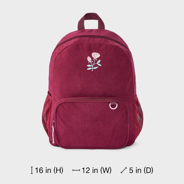 Mochila de pana con flores bordadas para niñas - Cat & Jack™ granate 5