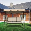 Tangkula Brown Outdoor Swing Canopy Patio Swing Chair 3 Person Canopy Hammock - 4 of 4