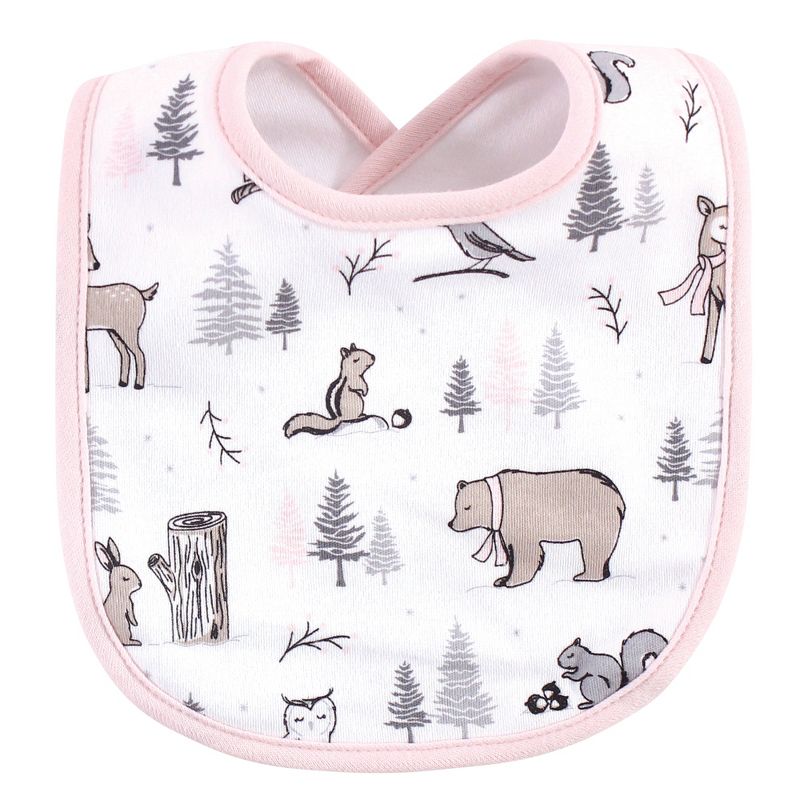 Hudson Baby Infant Girl Cotton Bib and Headband Set 5pk, Winter Forest, One Size, 4 of 9