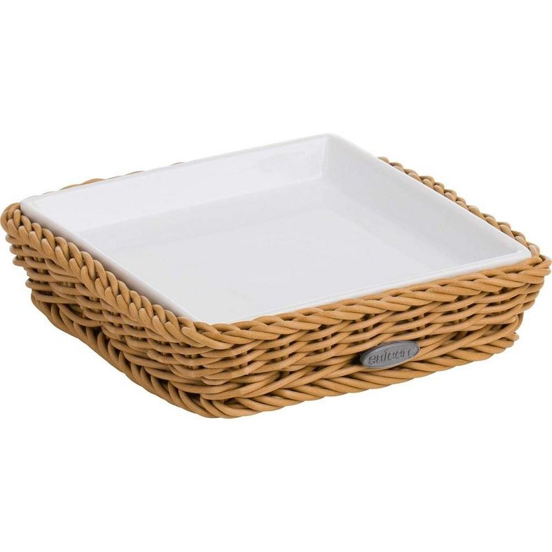 Saleen Square Wicker Basket with Porcelain Insert - The Perfect Blend of Elegance and Durability, 1 of 6
