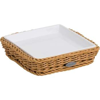 Saleen Square Wicker Basket with Porcelain Insert - The Perfect Blend of Elegance and Durability
