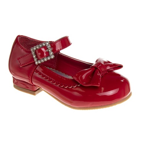 Girls red 2024 leather shoes