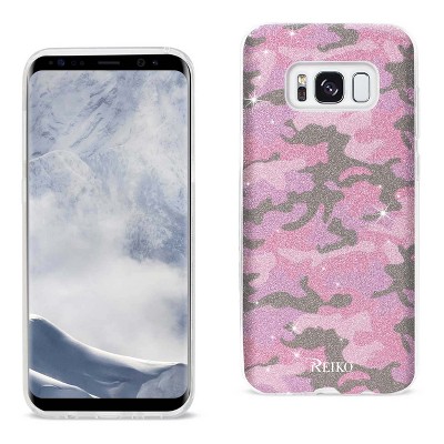 Reiko Samsung Galaxy S8/ SM Shine Glitter Shimmer Camouflage Hybrid Case in Hot Pink