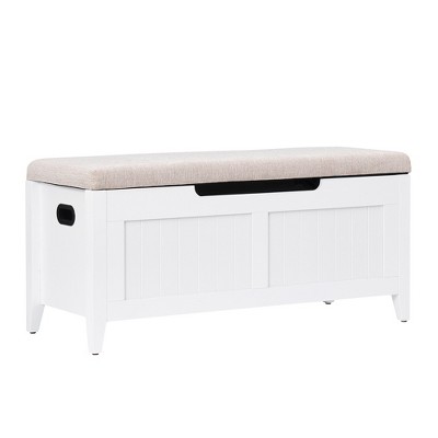 Wood Storage Stool with Wooden Board,Wood Legs, Multi-Functional Storage, Durable Construction, Space-Saving Design