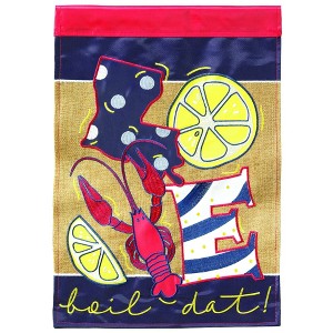 Magnolia Garden Love Boil dat! LA Crawfish 29 x 42 Poly Burlap Outdoor Hanging Flag - 1 of 2
