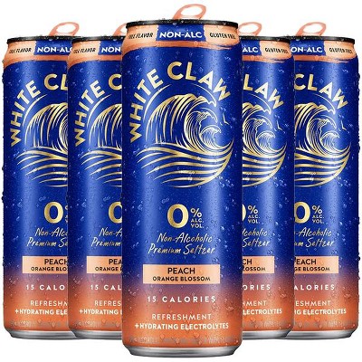White Claw 0% Alcohol, Peach Orange Blossom, Non-Alcoholic Premium Non-Hard Seltzer | 15 Calories, Gluten Free, Hydrating Electrolytes