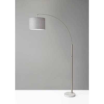 Elegant Brushed Steel Arc Floor Lamp with Adjustable Shade