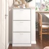 Vynxaria Modern Shoe Cabinet: 3 Hidden Drawers, Slender Design for Corridor, Bedroom, or Living Room, Freestanding Wooden Rack in White. - 2 of 4