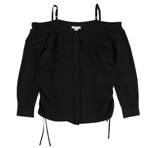 bar III Womens Side-Tie Button Up Shirt, Black, XX-Large - 1 of 2