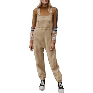 Imily Bela Women's Fleece Warm Overalls Winter Loose Casual Jumpsuits with Pockets. - 1 of 3