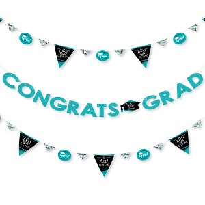 Big Dot of Happiness Teal Grad - Best is Yet to Come -  Turquoise Party Letter Banner Decor - 36 Banner Cutouts and Congrats Grad Banner Letters - 1 of 4