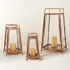 Raised Metal & Glass Pillar Candle Lantern Copper - Hearth & Hand™ with Magnolia - image 3 of 4