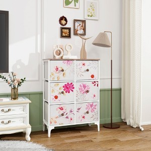 ZACHVO 6-Drawer Floral Fabric Dresser – Spacious, Durable & Stylish Storage Solution - 1 of 4