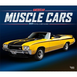 BrownTrout American Muscle Cars 2026 14"x24" Hanging Deluxe Wall Calendar Plastic-Free - 1 of 4