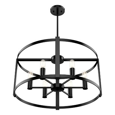 Astwood 26" Matte Black Art Deco Drum Chandelier
