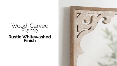 Shovali Rustic Brown 22x34 Ornate Wood-Carved Wall Mirror