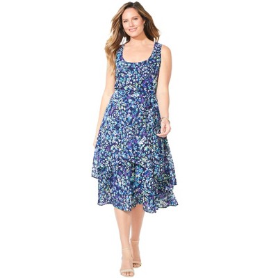 Catherines Women's Plus Size Georgette Flyaway Midi Dress