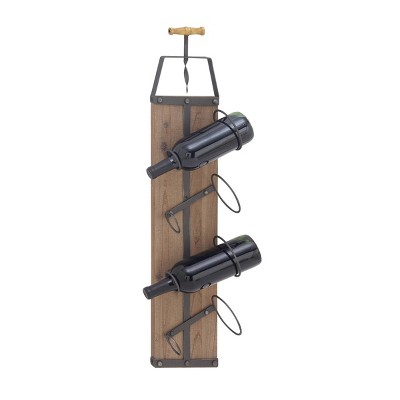 32" x 8" Industrial Wood Rectangle Wine Rack Brown - Olivia & May