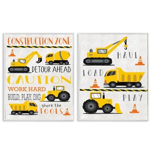 Stupell Industries Construction Zone Trucks & Phrases 2pc Framed Giclee Art Set - 1 of 4
