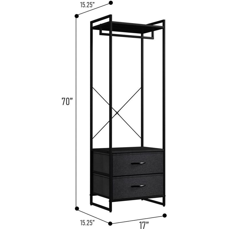 Sorbus Clothing Rack with 2 Drawers -Wood Top, Steel Frame, and fabric Drawers Storage Organizer for Hanging Shirts, Dresses, and more, 5 of 6