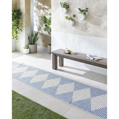 Stephan Blue and Cream Polypropylene Area Rug 2' x 2'11"