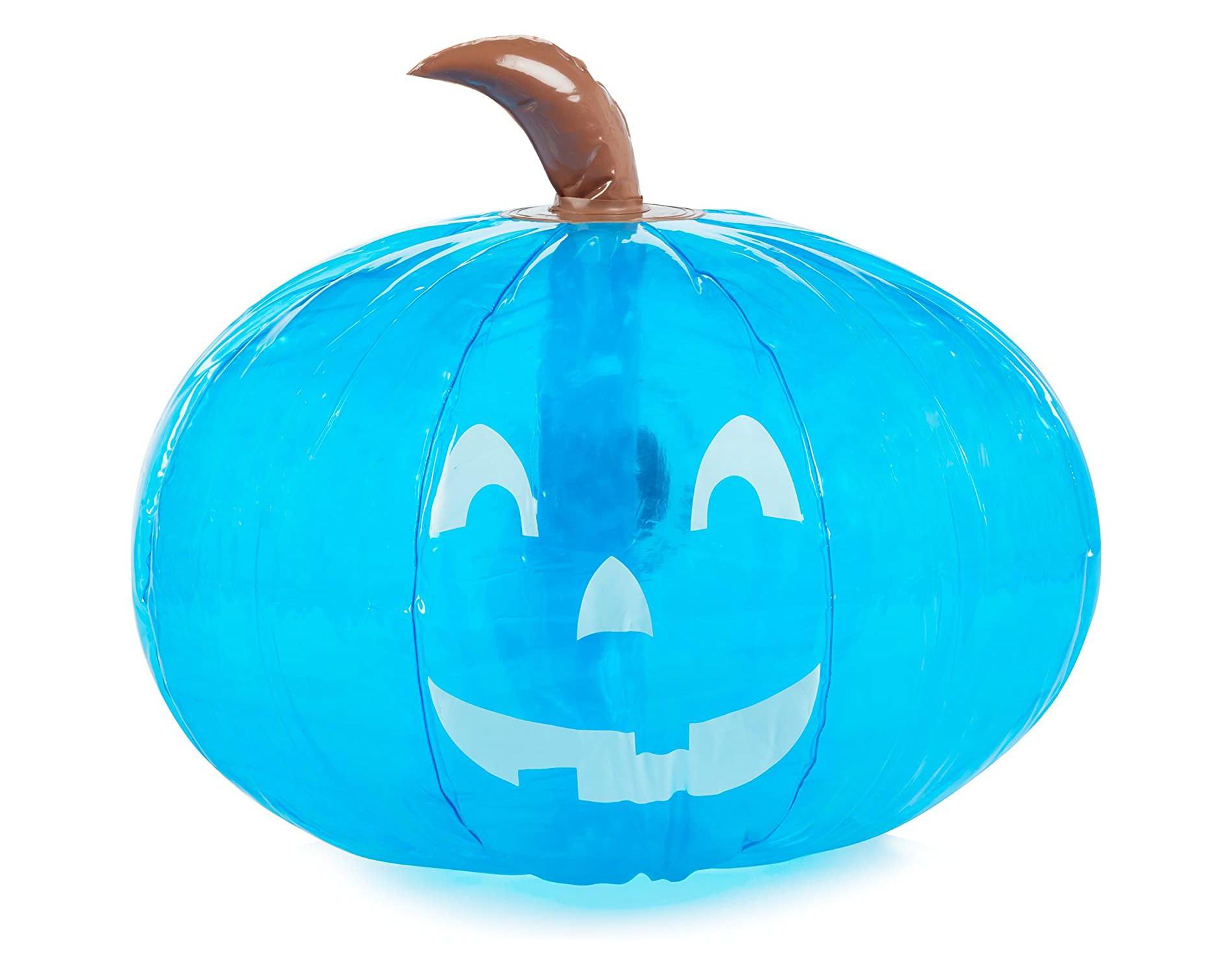 Teal Pumpkin 15" Inflatable Halloween Decoration- Blow Up Indoor/Outdoor Jack O Lantern Decoration for Parties, Trick-or-Treating, Lawn Decor