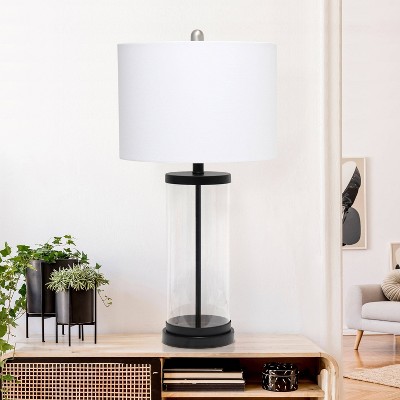 Entrapped Glass Table Lamp with Fabric Shade - Lalia Home