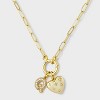 14K Gold Dipped Cubic Zirconia Puffy Heart Charm Initial Necklace - A New Day™ Gold - 2 of 4