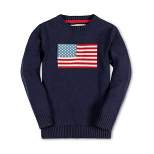 Hope & Henry Boys' Long Sleeve Flag Intarsia Crew Neck Pullover Sweater, Kids