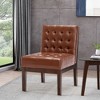 Faux Leather Upholstered Contemporary Accent Chair with Tufted Waffle Stitch, Plush Seating and Rubberwood Legs - 3 of 4
