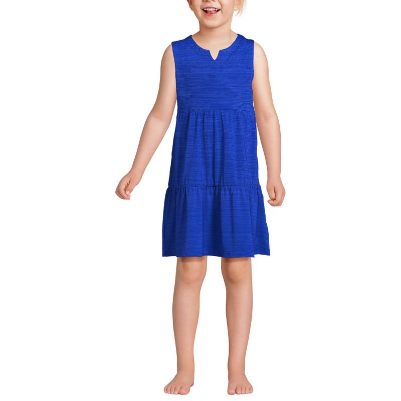 Lands' End Kids Chlorine Resistant Twist Front One Piece Swimsuit UPF Dress Coverup Set, 4 of 5