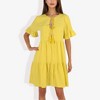 Anna-Kaci Women's Ruffle Sleeve Tiered Dress With Button And Tassel Detail for Casual Looks - 3 of 4