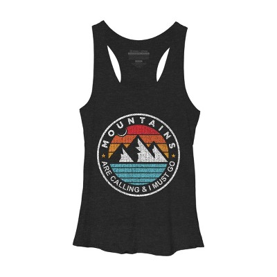 Women's Design By Humans Mountains Are Calling, I Must Go By DragonTee Racerback Tank Top