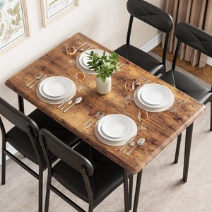 Dining Table Set for 4, Rectangular Kitchen Table and Dinette Accent Set with 4 Upholstered Chairs - 1 of 4