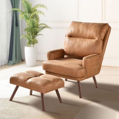 XIZZI Lazy Chair with Ottoman, Modern Large Accent Lounge Chair, Leisure Sofa Armchair Reading Chair with Footrest for Bedroom, Living Room, Dorm Room