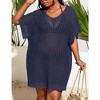 Plus Size Crochet Bikini Cover Ups Lightweight Swimsuits Cover Ups Deep V Neck Hollow Out Beach Cover Ups Swimwear Beachwear - 4 of 4