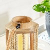 11" x 8" Rustic Wood/Glass Candle Holder with Rope Handle Beige - Olivia & May - 3 of 4