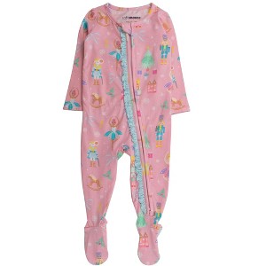 RuffleButts Modal Blend Baby Girls Ruffle One Piece Footie Pajamas - 1 of 2