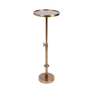Kate and Laurel Engles Adjustable Polished Metal Table and Plant Stand, 10x10x30, Brass - 1 of 4