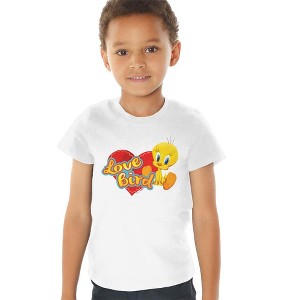 Looney Tunes Tweety Love Bird Valentine's Day Kids T Shirt For Toddler Boys And Girls, White - 1 of 4