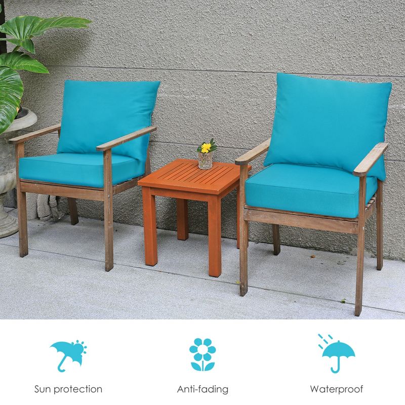 Costway 2PCS Deep Seat Chair Cushion Pads Set Indoor Outdoor W/ Rope Belts, 5 of 11